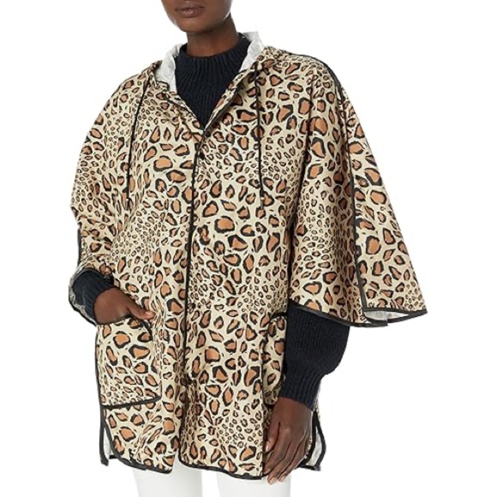 Vince Camaro Leopard Print Hooded Rain Poncho